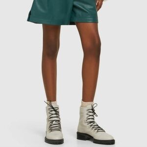 NEW AEYDE 45mm Fiona Leather Hiking Boots White Black Lace Up